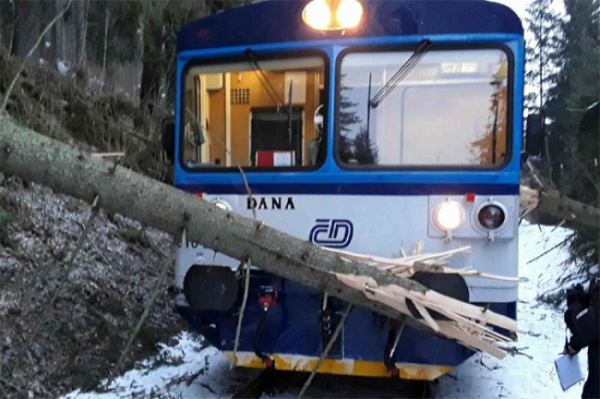 V Chrasticích na Šumperku vlak narazil do stromu