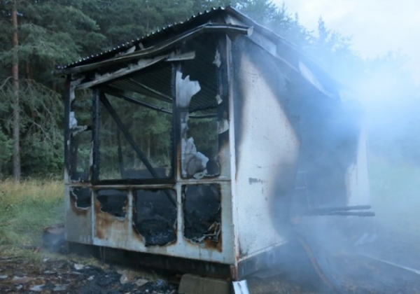 Požár zahradní chatky v Domamyslicích